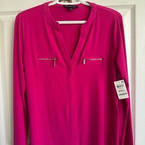 INC International Concepts Fuchsia Zip-Accent Blouse